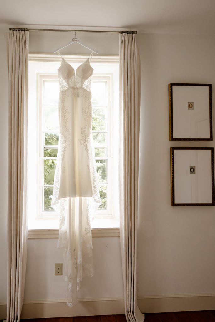wedding dress photo in window