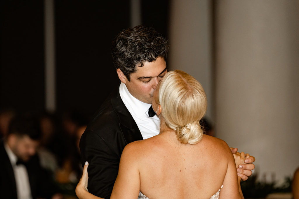 Bride and grooms last dance at wedding reception 