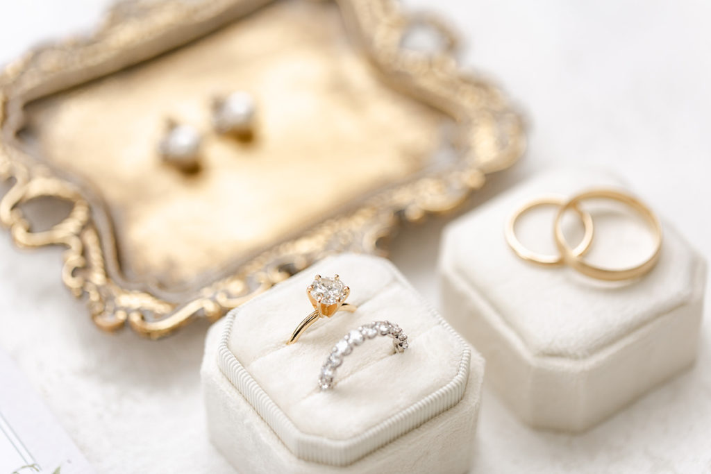 Detail shot of elegant wedding rings
