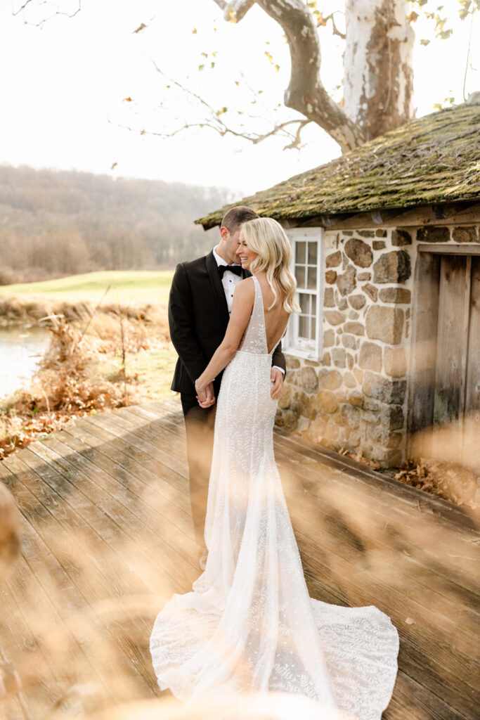 bride and groom sharing intimate moment at Pennsylvania wedding venue